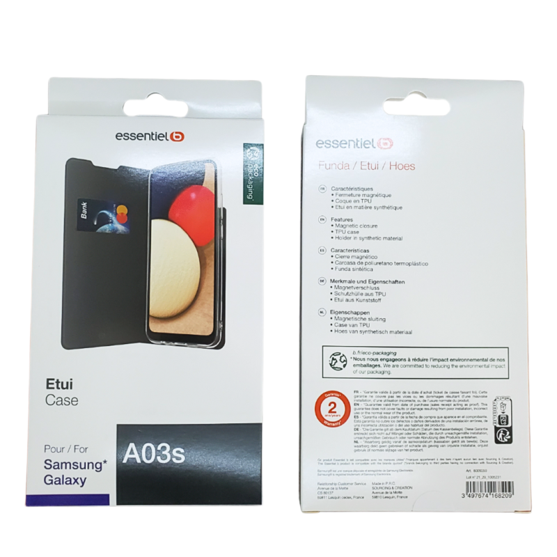 Etui ESSENTIELB pour Samsung Galaxy A03s Noir — Accessoire · Smarty Paris 18e