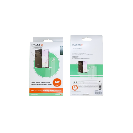 Pack Coque + 2Pcs Film Protection ESSENTIELB pour Samsung Galaxy Note