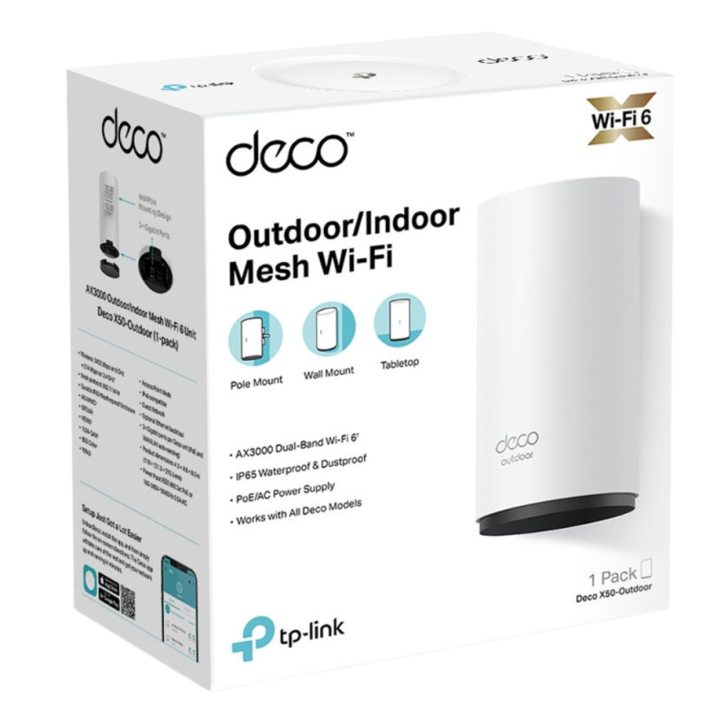 Routeurs Wi-Fi 6 Mesh Extérieur AX3000 Bi-bande IP65 Sécurité WPA3 TP-Link Deco X50-Outdoor - Blanc — TP-Link · Smarty Paris 18e