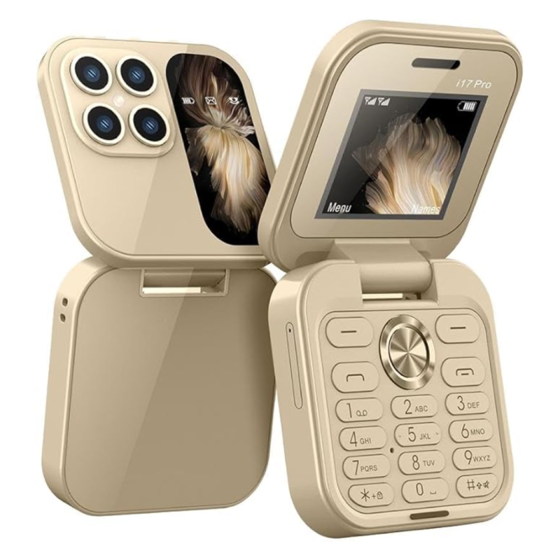 Mini Telephone Portable i17 Pro Dual Nano SIM 2+16Go 1.77‘’ Or