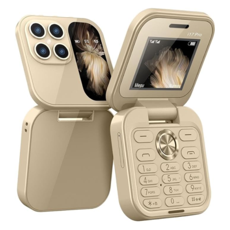 Mini Telephone Portable i17 Pro Dual Nano SIM 2+16Go 1.77‘’ Or