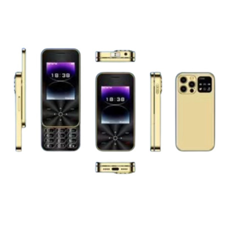 Mini téléphone portable ECO i18 Pro – Double Nano SIM 2 Go/16 Go 2,4" Or