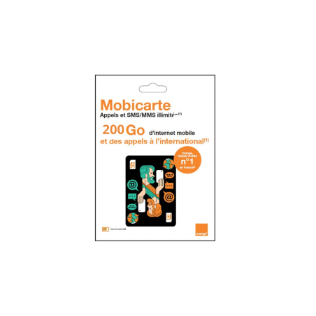 Carte SIM Prépayée Orange Mobicarte illimités + 200 Go d’Internet sans engagement | Smarty Paris