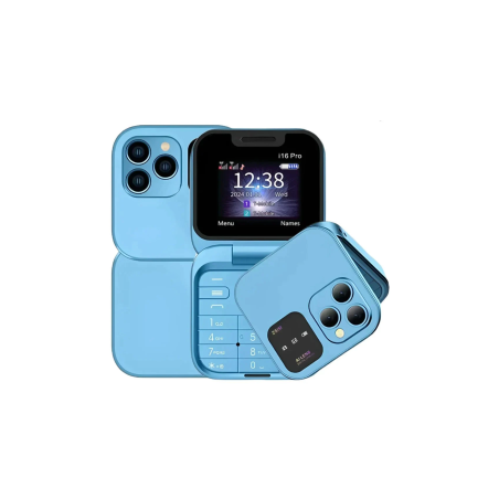 Mini Telephone Portable i16 Pro Dual Nano SIM Bleu - Smartphones Ref T