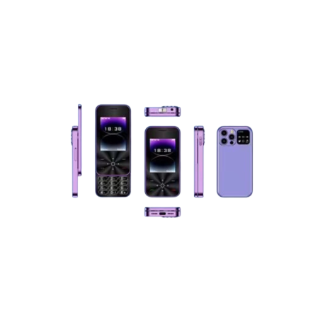 Mini Telephone Portable i18 Pro Dual Nano SIM 2+16Go 2.4‘’ Violet - Sm
