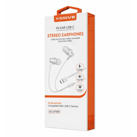 Écouteurs Stéréo USB-C XSSIVE XSS-EP25W – Blanc | Smarty Paris 18e