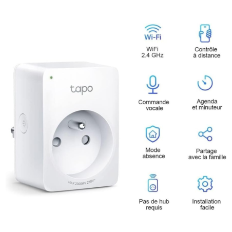 Prise Connectée Mini WiFi 2300W/10A TP‑Link Tapo P100 V2 - Pack de 2 — TP-Link · Smarty Paris 18e