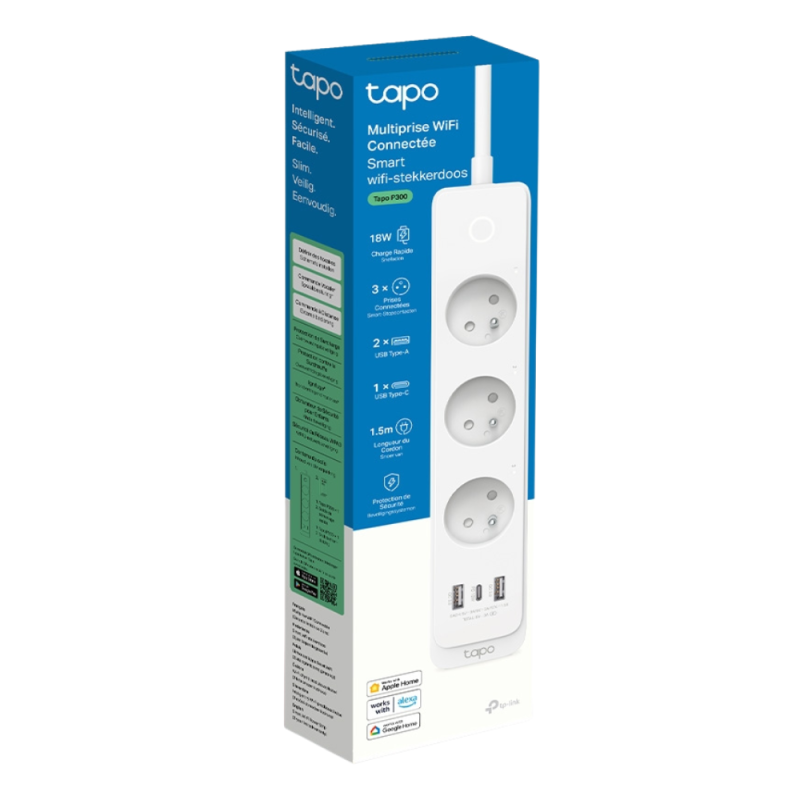Smart Power Strip TP-Link Tapo P300 – Wi-Fi 2 USB-A + 1 USB-C White Smart Power Strip TP-Link Tapo P300 – Wi-Fi 2 USB-A + 1 USB-C White