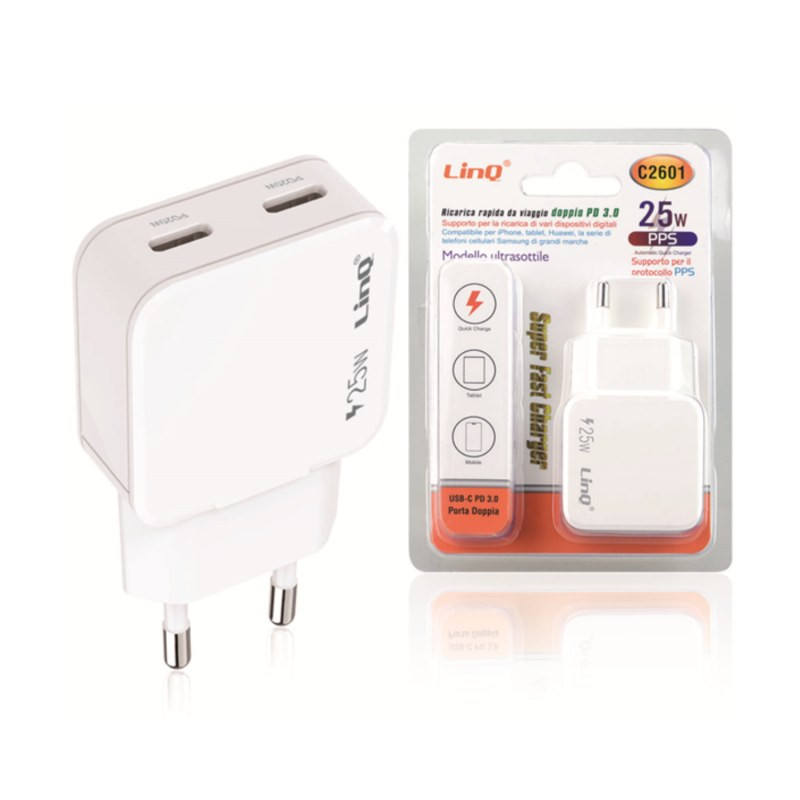 Chargeur secteur USB-C LinQ C2601 – 25 W Chargeur secteur USB-C LinQ C2601 – 25 W