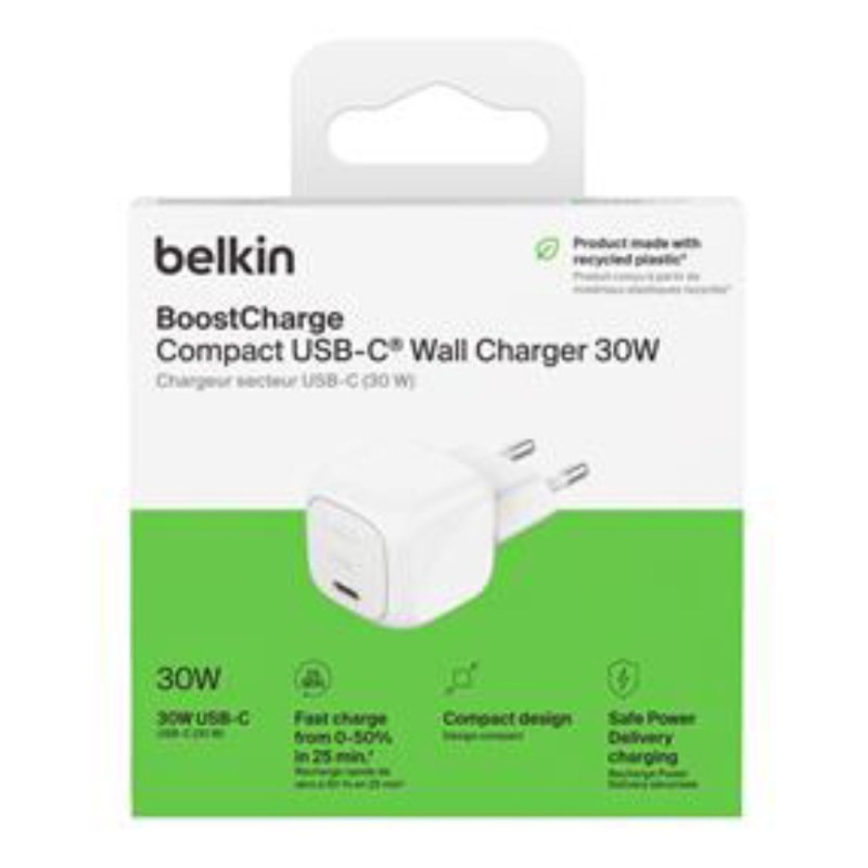 Belkin USB-C Wall Charger WCA008kqWH – 30W White Belkin USB-C Wall Charger WCA008kqWH – 30W White