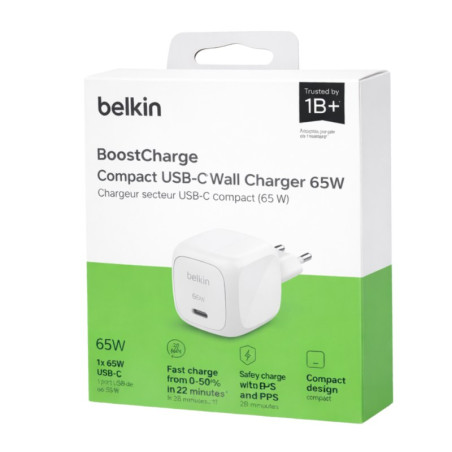 Belkin chargeur secteur USB-C WCA011KQWH – 65 W blanc