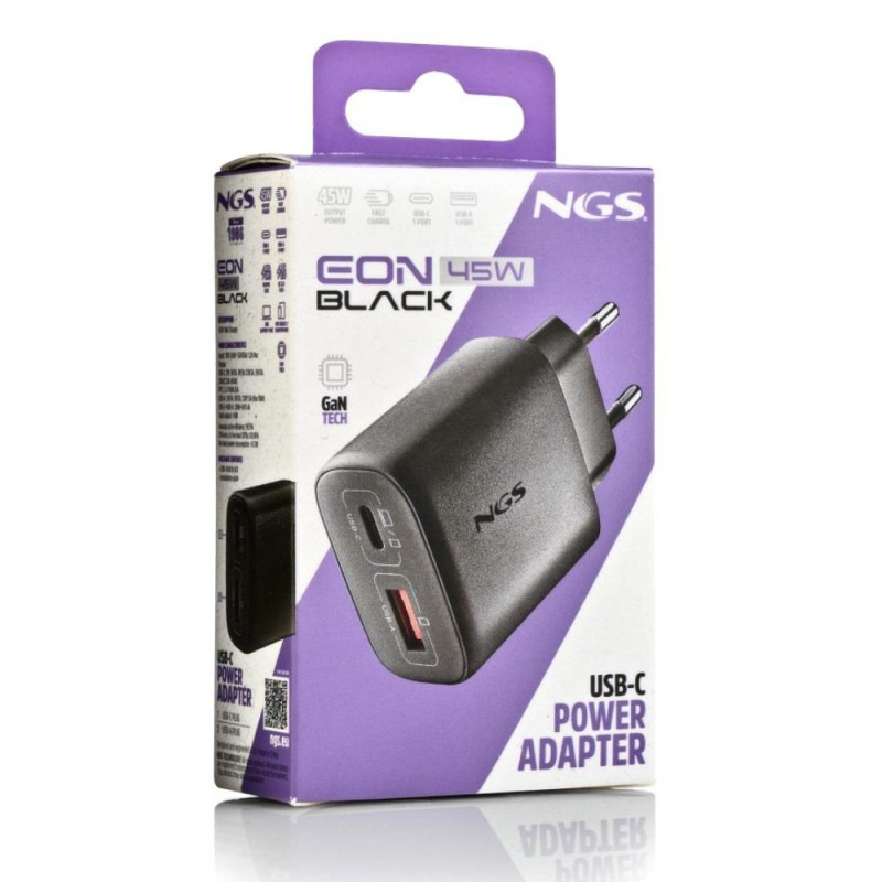 Chargeur mural NGS EON 45W – 45 W 2 ports USB-C + USB-A Noir