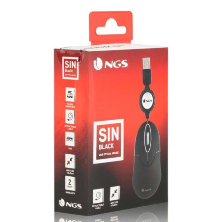 Souris NGS Sin Black pour Portable Avec Câble | Smarty Paris