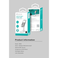 Support Téléphone Portable Réglable et Pliable - DEVIA - Blanc — Devia · Smarty Paris 18e