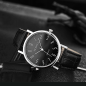 Montre à quartz Modiya pour homme – bracelet cuir PU, chiffres numériques noir