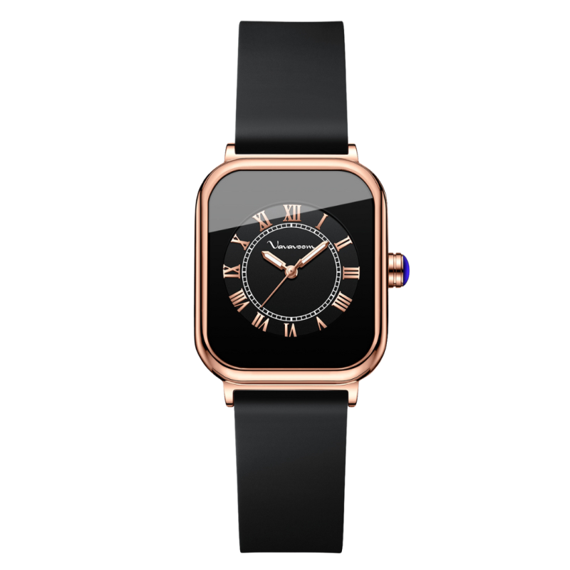 Women's Waterproof Quartz Watch – 2392-FH Silicone Strap, Rose Gold Hands