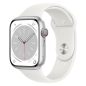 Montre Connectée Apple Watch Series 8 Cellulaire 45mm Blanc Acier inoxydable Avec Bracelet - Grade A avec Boîte et Chargeur
