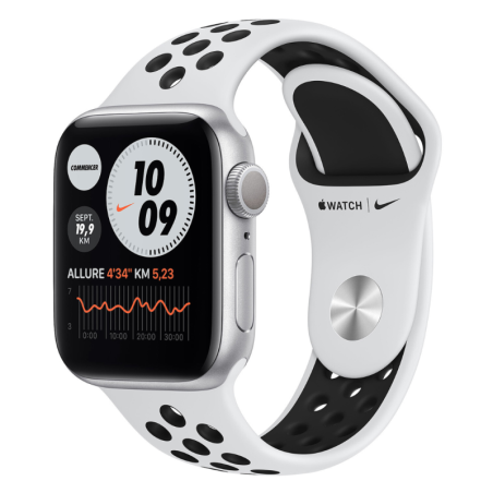 Montre Connectée Apple Watch Séries 6 GPS 44mm Nike Argent Aluminium avec bracelet - Grade A avec Boîte et Chargeur