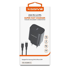 Chargeur Rapide USB-C 25W + Câble USB-C/USB-C XSSIVE XSS-AC66NB CC - A