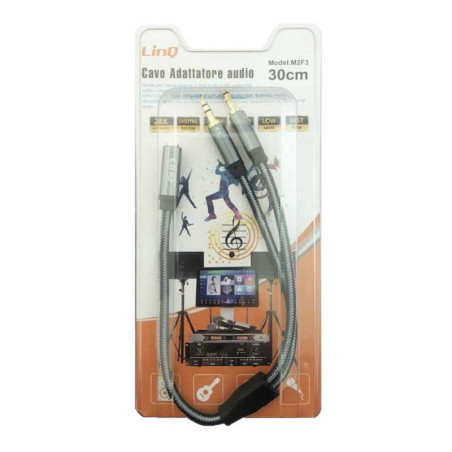 Câble Audio Jack 3.5mm Femelle / 2 Jack 3.5mm Mâle 30cm LinQ