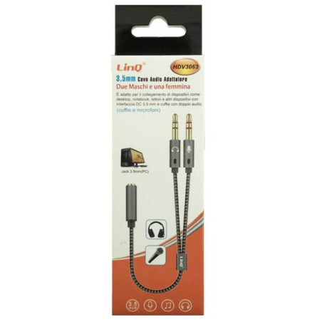 Câble Audio Jack 3.5mm Femelle / 2 Jack 3.5mm Mâle LinQ HDV3