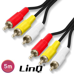 Câble Audio 3 RCA Mâles / 3 RCA Mâles Nylon Tressé 5m LinQ 3