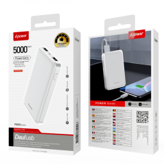 Power Bank 5000mAh - D-power P8582 - Blanc - Alimentation Re