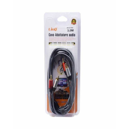 Câble Audio 2 RCA Mâles / 2 RCA Mâles Nylon Tressé 3m LinQ 2
