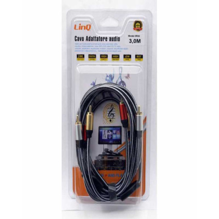 Câble Audio 3 RCA Mâles / 3 RCA Mâles Nylon Tressé 3m LinQ 3