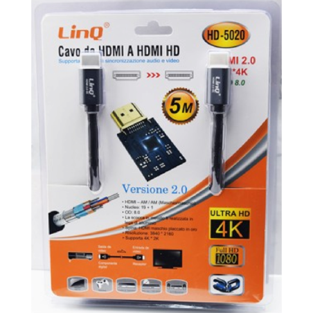 Câble HDMI Mâle / HDMI HD Mâle 5m LinQ HD-5020 - Protections