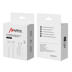 Kit Chargeur 12W Câble USB vers Type-C 1M (Mayline) - Alimen