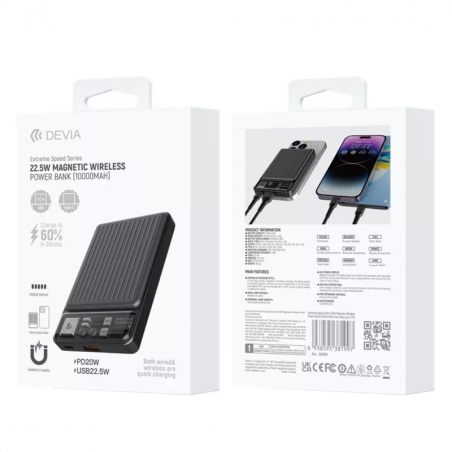 Power Bank Magnétique Sans Fil 10000 mAh - Devia Extreme Spe
