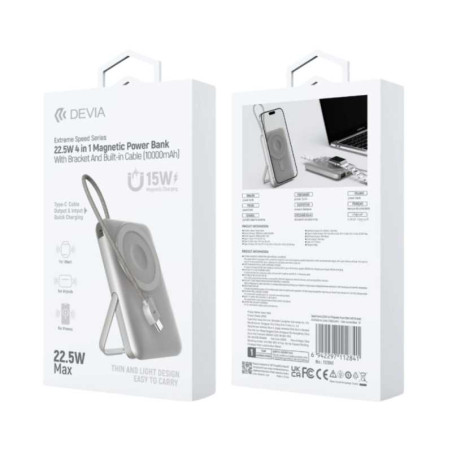 Power Bank Magnétique Sans Fil 10000 mAh 22.5W Devia Extreme