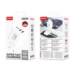 Chargeur PD/QC 2*USB + 2*USB-C 40W - D-power J8269 - Blanc -