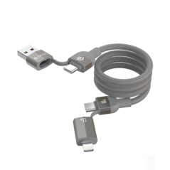 Câble magnétique tissé multifonction 4 en 1 Ultra 2 60W 1.2M