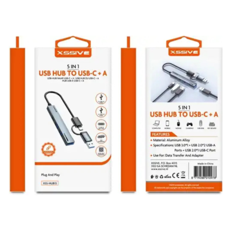 Adaptateur 5-en-1 HUB USB-C + USB-A XSSIVE XSS-HUB13 - Audio