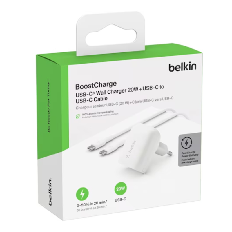 Kit Chargeur / Chargeur Secteur USB-C Vert USB-C BELKIN Boost 20W