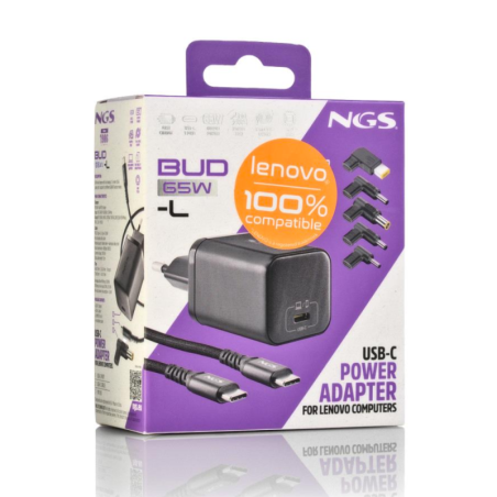 Chargeur GAN 65W avec Cable 1,5M USB-C et 5 Embouts pour Ord