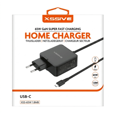 Chargeur Ordinateur USB-C 65W XSSIVE XSS-65W1.8MB - Noir - A