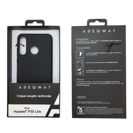 Coque Souple ADEQWAT pour Huawei P30 Lite/XL Noir - Protecti