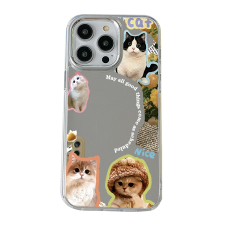 Coque de Protection de silicone Miroir avec image de chat po