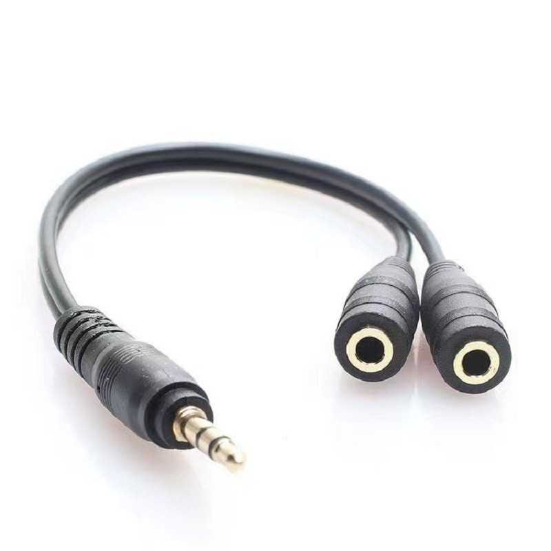 Câble Audio Jack 3,5 mm Mâle / 2 Jack 3,5mm Femelle - 19,5 cm - Noir
