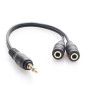 Câble Audio Jack 3,5 mm Mâle / 2 Jack 3,5mm Femelle - 19,5 cm - Noir