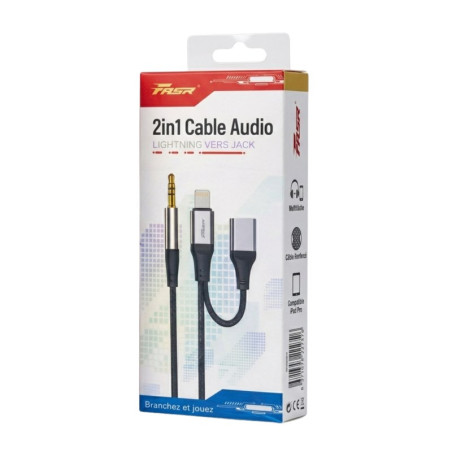 Câble jack 3,5 mm vers Lightning avec USB FASR FS-AB17