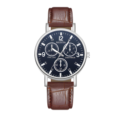 Montre à Quartz pour Hommes Modiya Bracelet en Cuir PU avec 3 Petit Ca
