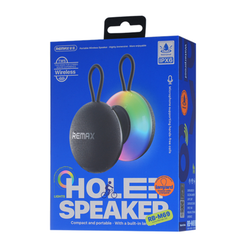 Enceinte Portable Sans Fil 1000mAh REMAX RB-M69 - avec Lumières - Etanche IPX6 - Noir