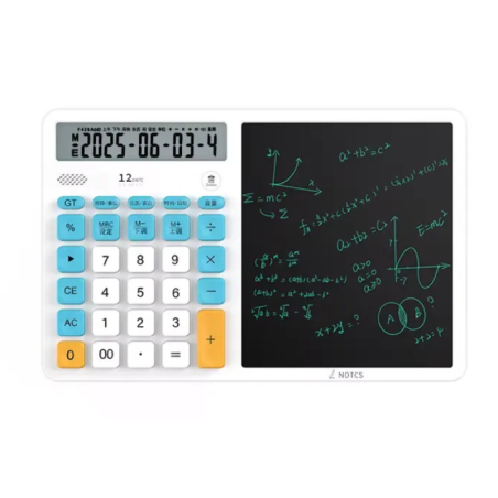 Calculatrice Solaire LCD Tablette d'écriture 8,1" avec Stylet - Blanc