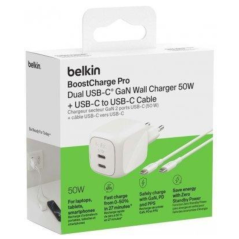 Adaptateur Secteur 2 Ports / Câble USB-C / USB-C 50W 1m BELKIN - WCH01
