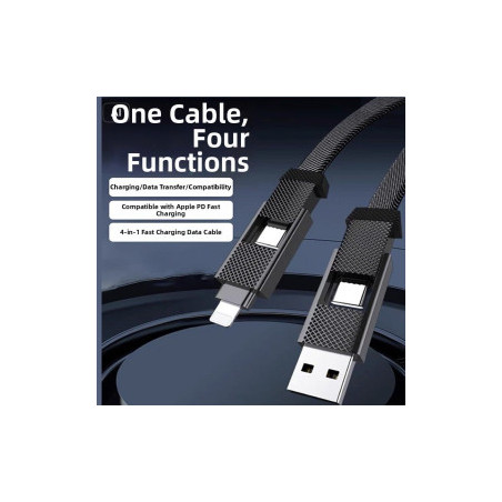 Câble de chargement USB – 4-en-1 – magnétique – dragonne – charge rapi