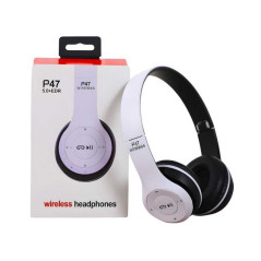 Casque Stéréo Bluetooth P47 - Blanc - Audio Ref A1735 | Smar